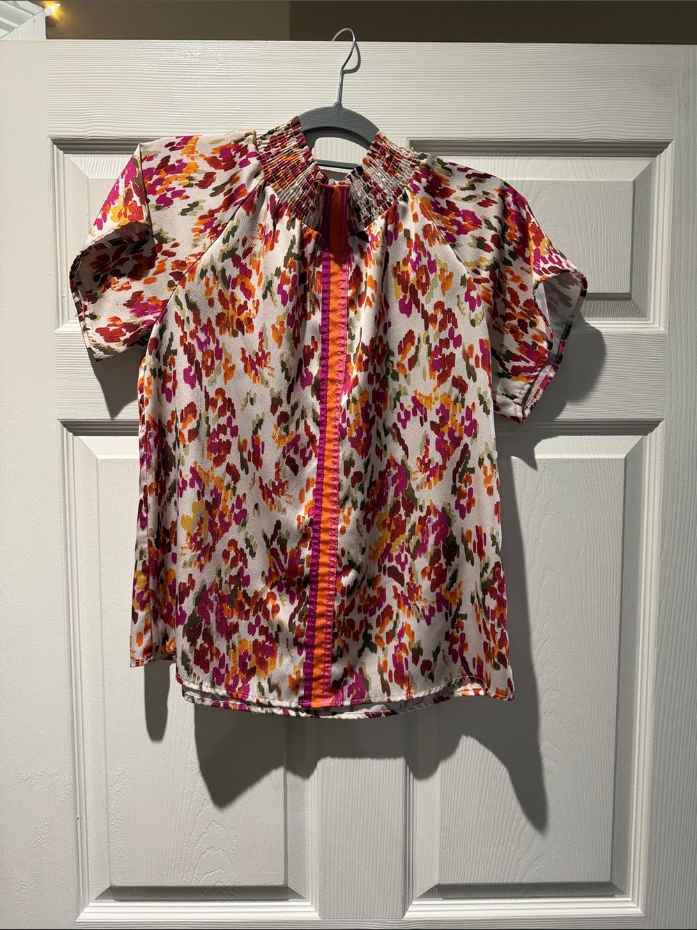 THML Pink Multi Floral Smocked Neck Blouse